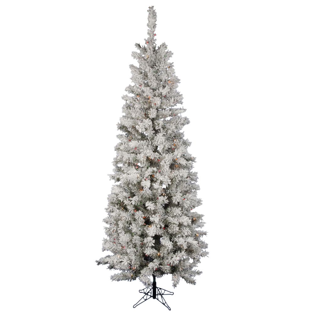 Vickerman Flocked Pacific Pencil Pine Artificial Christmas Tree