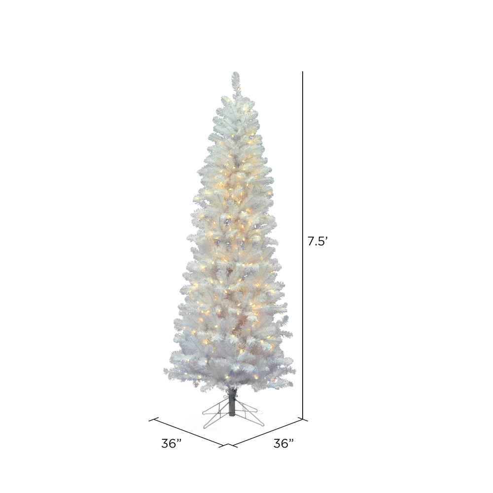 Vickerman White Salem Pencil Pine Artificial Christmas Tree
