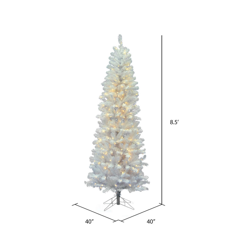 Vickerman White Salem Pencil Pine Artificial Christmas Tree
