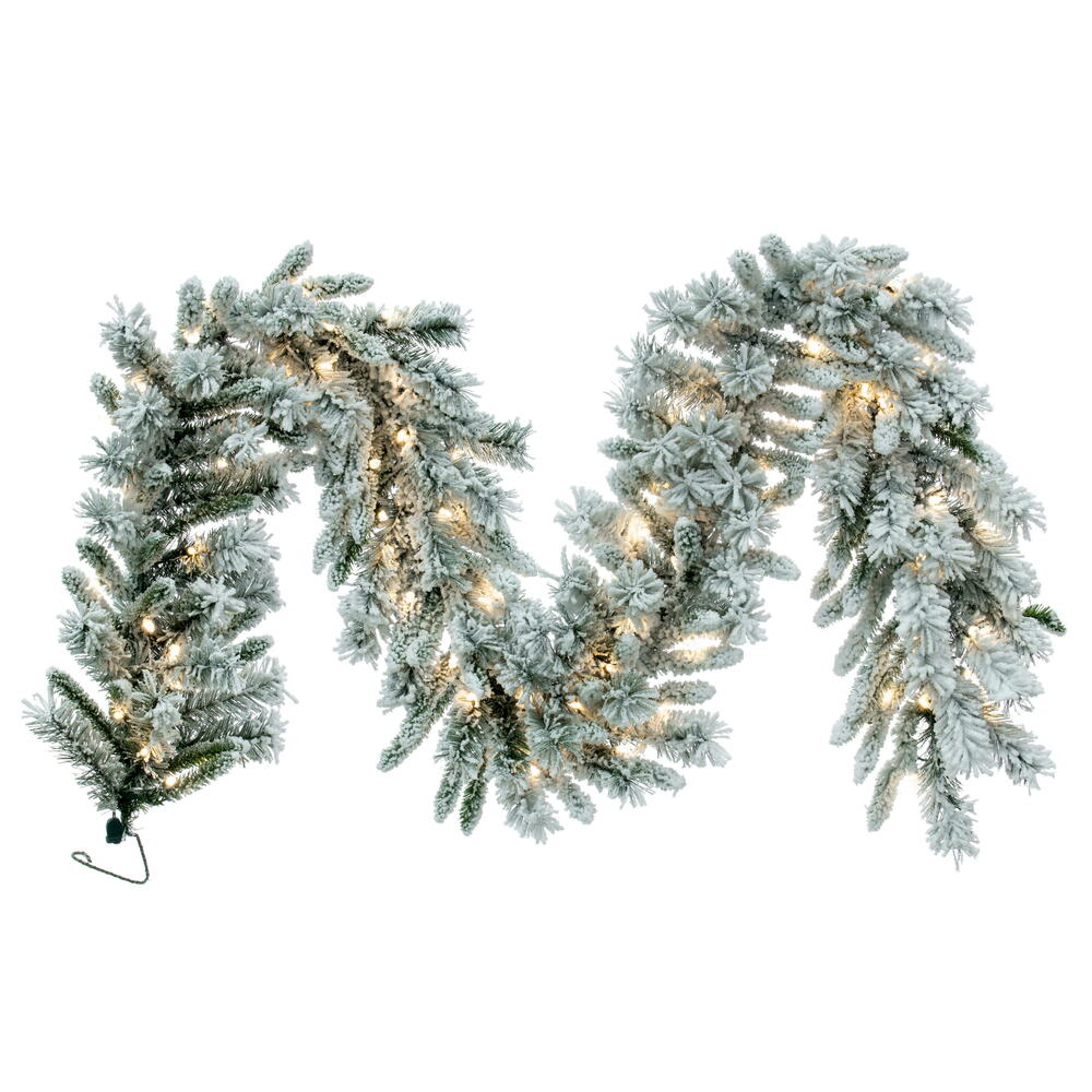Vickerman Artificial Flocked Snow Ridge Garland