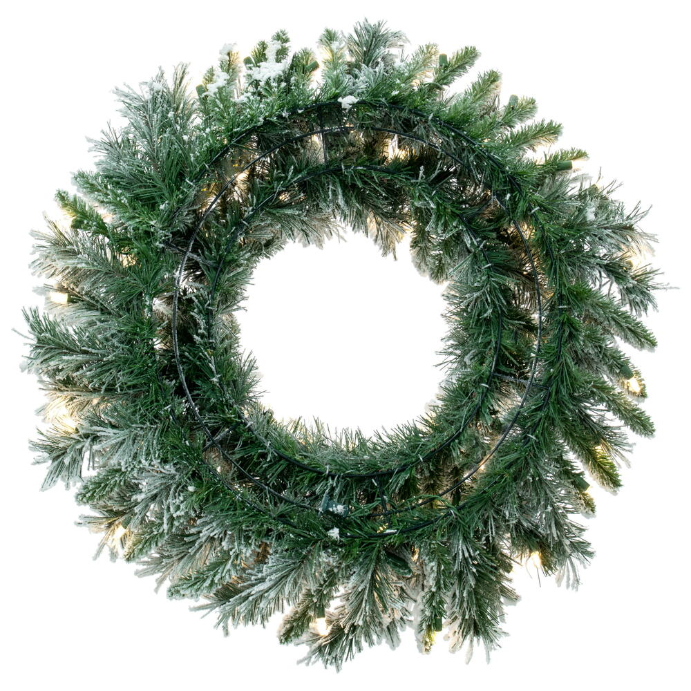 Vickerman Artificial Flocked Snow Ridge Wreath