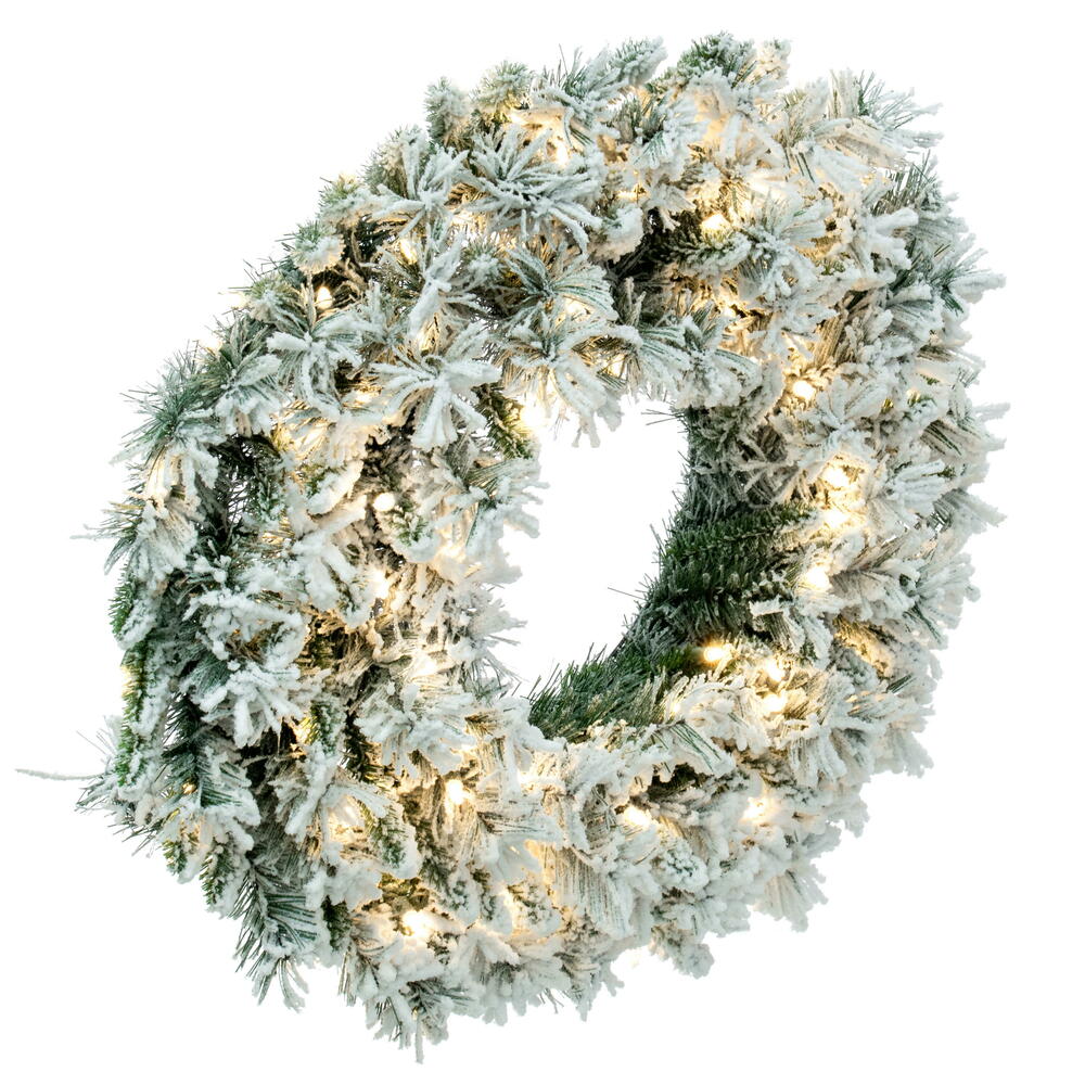 Vickerman Artificial Flocked Snow Ridge Wreath