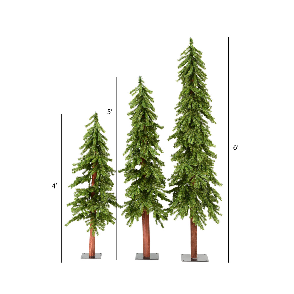 Vickerman Natural Alpine Artificial Christmas Tree Set 