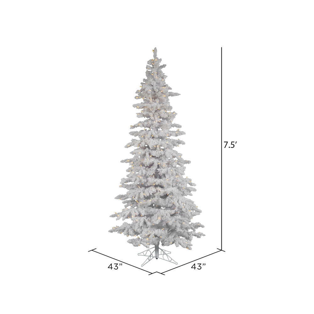 Vickerman Flocked White Spruce Slim Artificial Christmas Tree