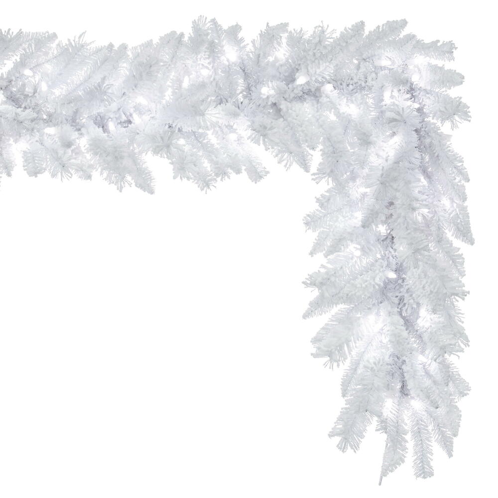 Vickerman Flocked White Artificial Garland