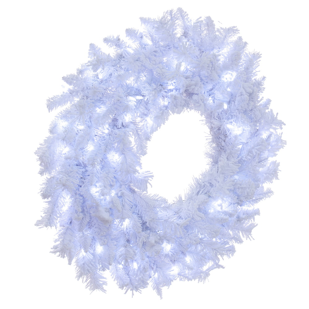 Vickerman Flocked White Artificial Wreath