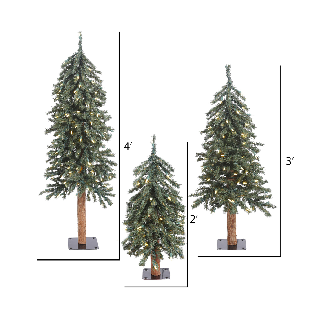 Vickerman Natural Bark Alpine Artificial Christmas Tree Set
