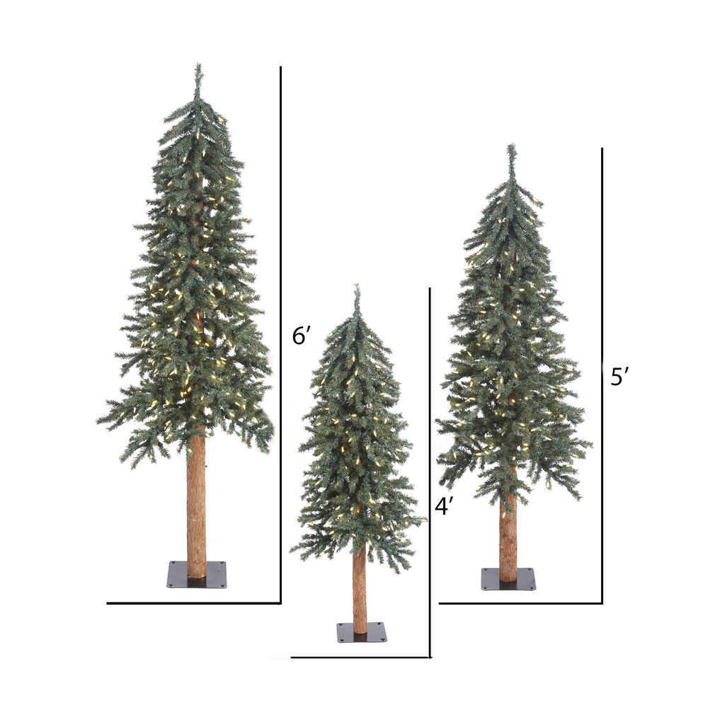 Vickerman Natural Bark Alpine Artificial Christmas Tree Set
