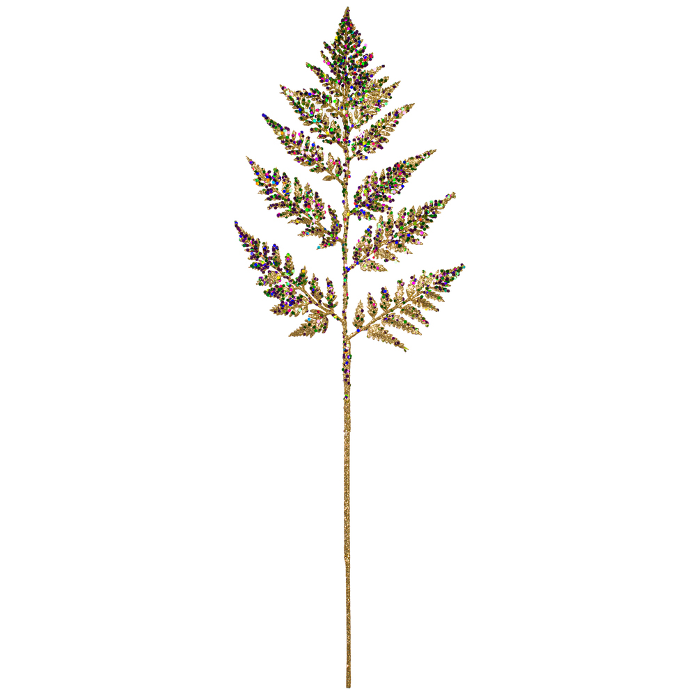 Vickerman Mardi Grass Glitter Fern Spray