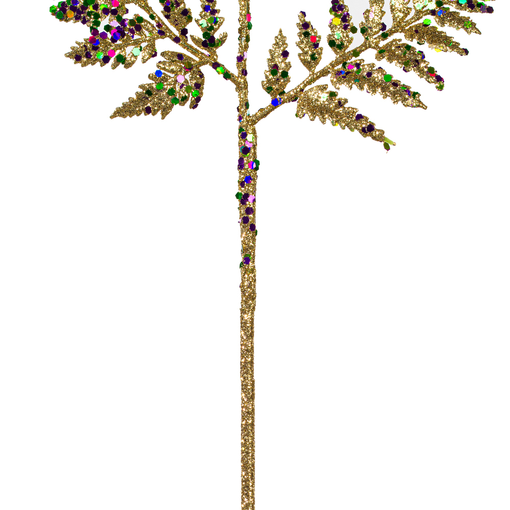 Vickerman Mardi Grass Glitter Fern Spray