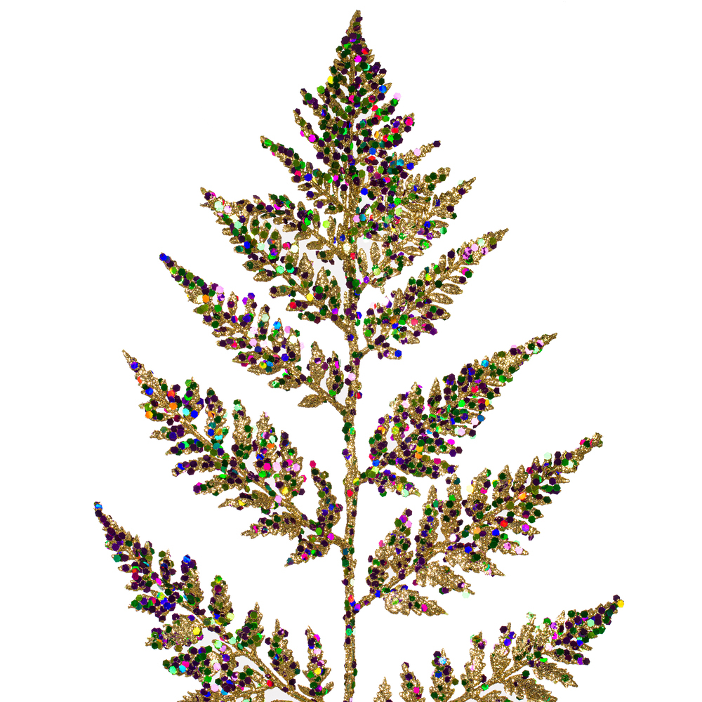 Vickerman Mardi Grass Glitter Fern Spray