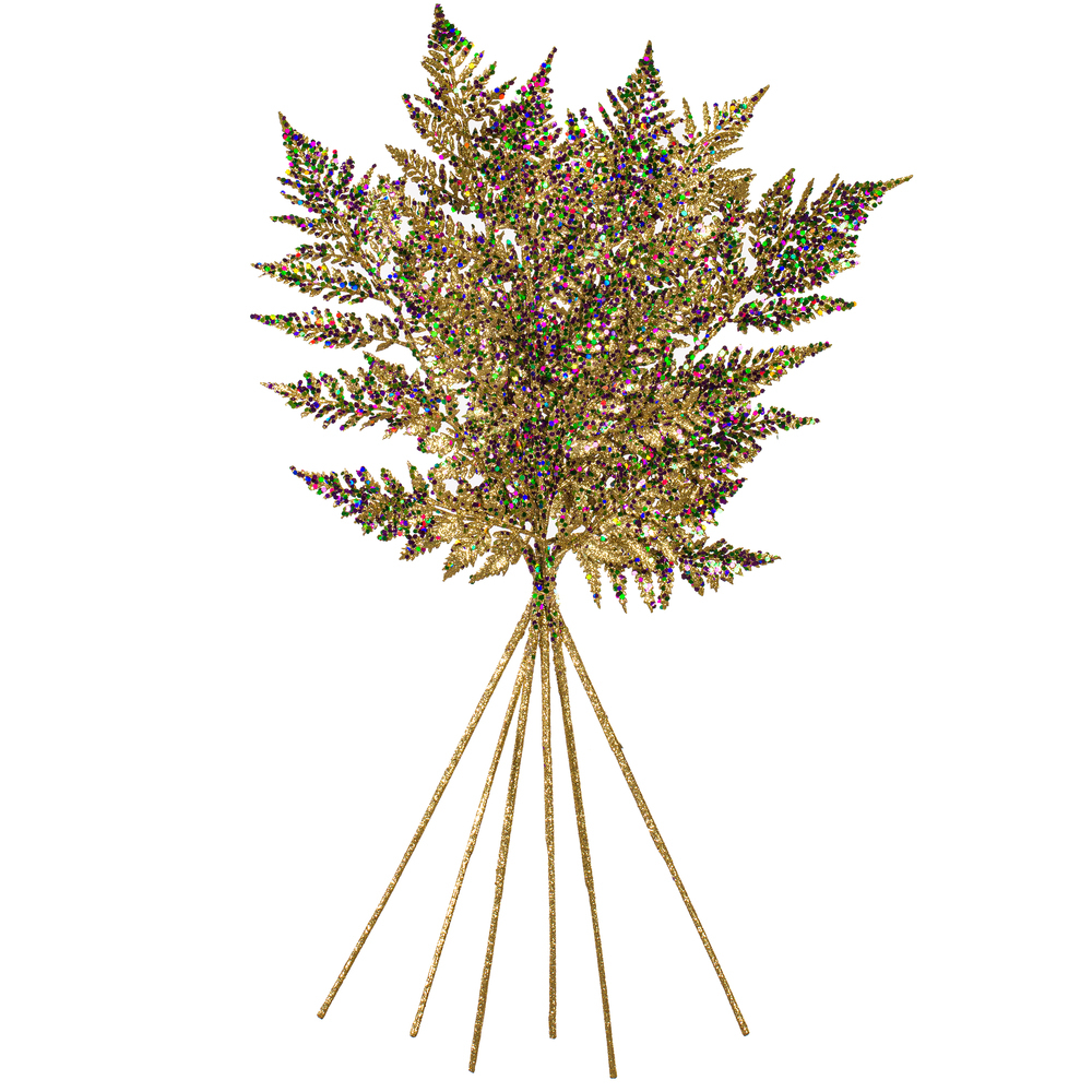 Vickerman Mardi Grass Glitter Fern Spray