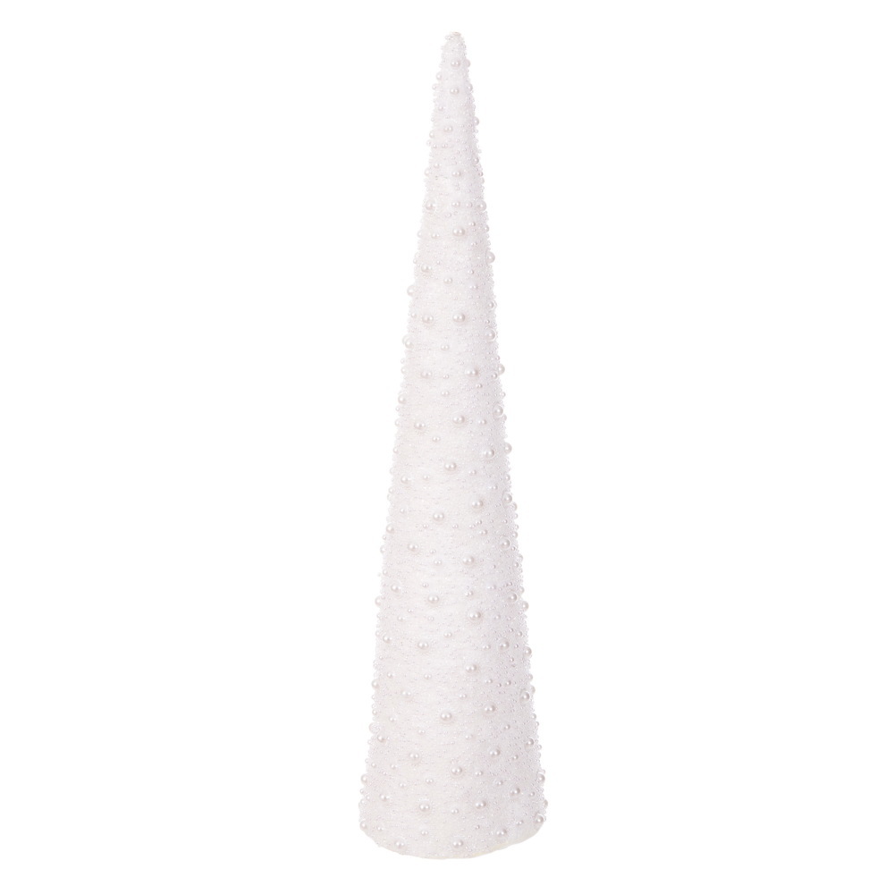 16" & 24" White Pearl Cone Tree 2/Set