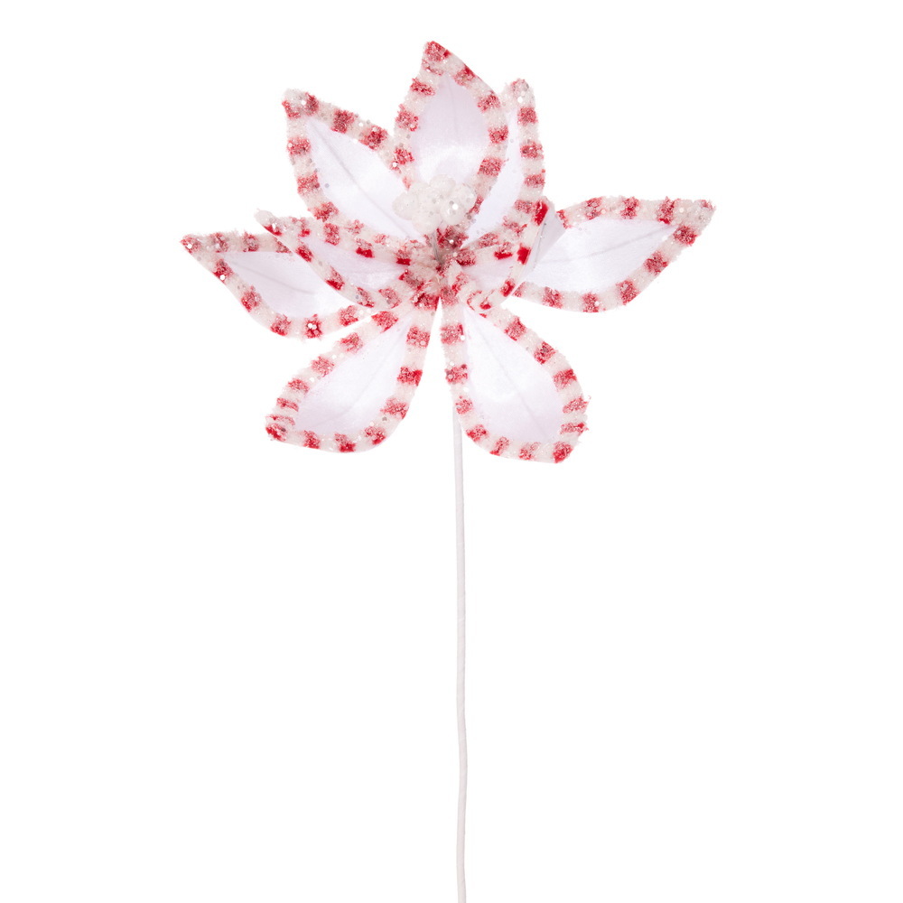 Vickerman 22" Frosted Peppermint Trim Poinsettia