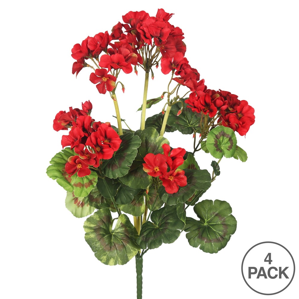 Vickerman 20" Artificial Geranium Bush, 4 per Pack