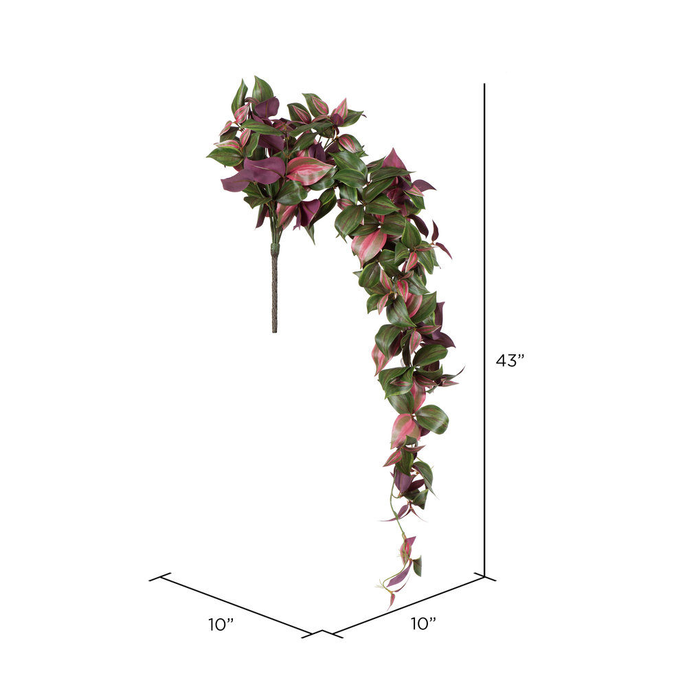 Vickerman Artificial Green and Red Leaf Hanging Bush
