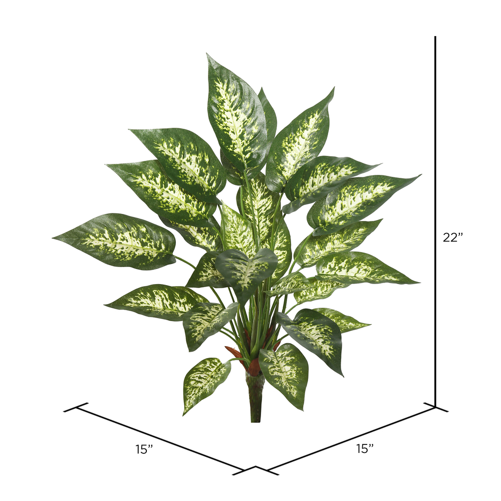 Vickerman Artificial Green and White Dieffenbachia Exotica Bush