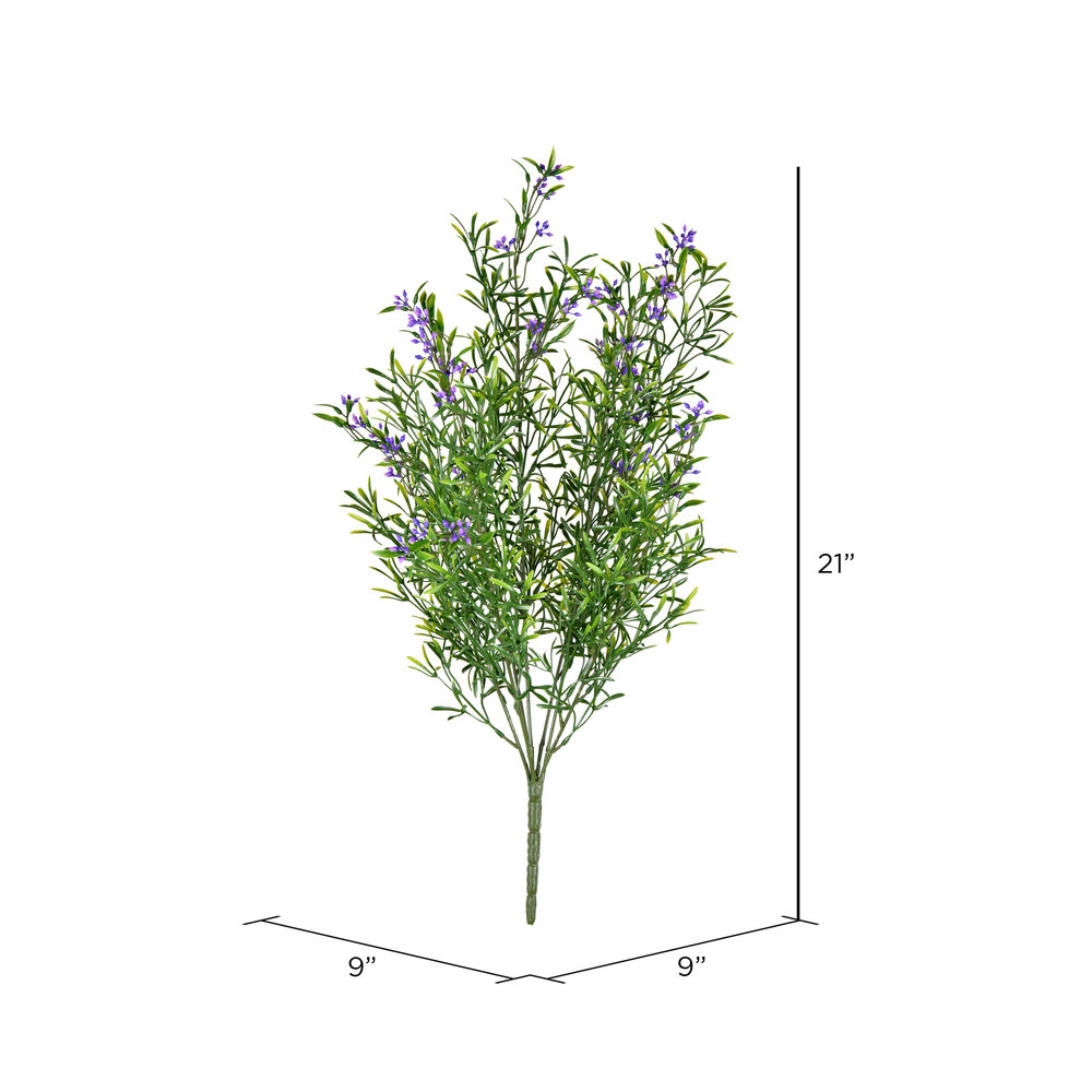 Vickerman Artificial UV Coated Bush with Purple Flowers