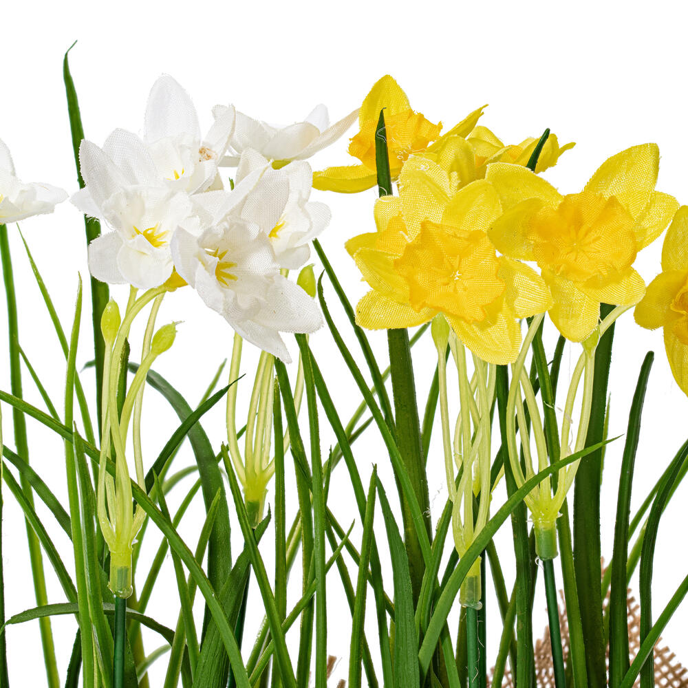 Vickerman Artificial Yellow Daffodil in Burlap Pot, Set of 2