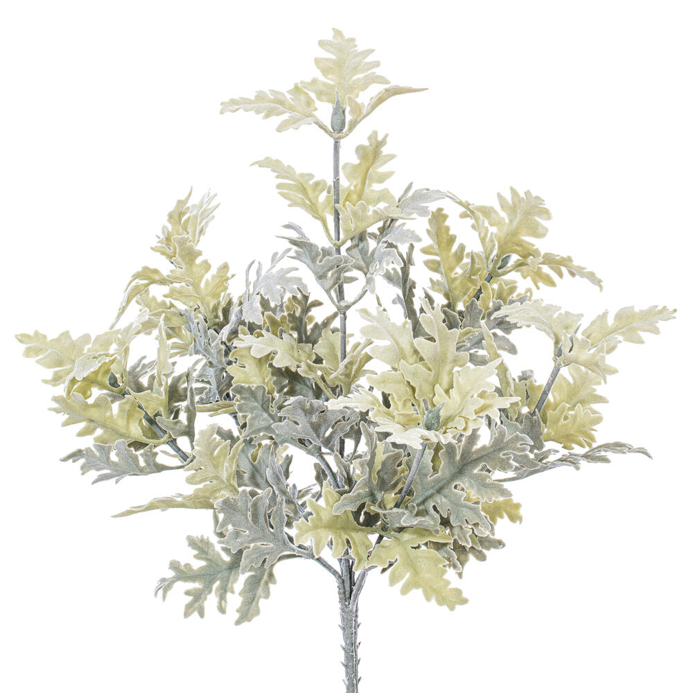 Vickerman Artificial Green Flocked Dusty Miller Bush, 2/pk