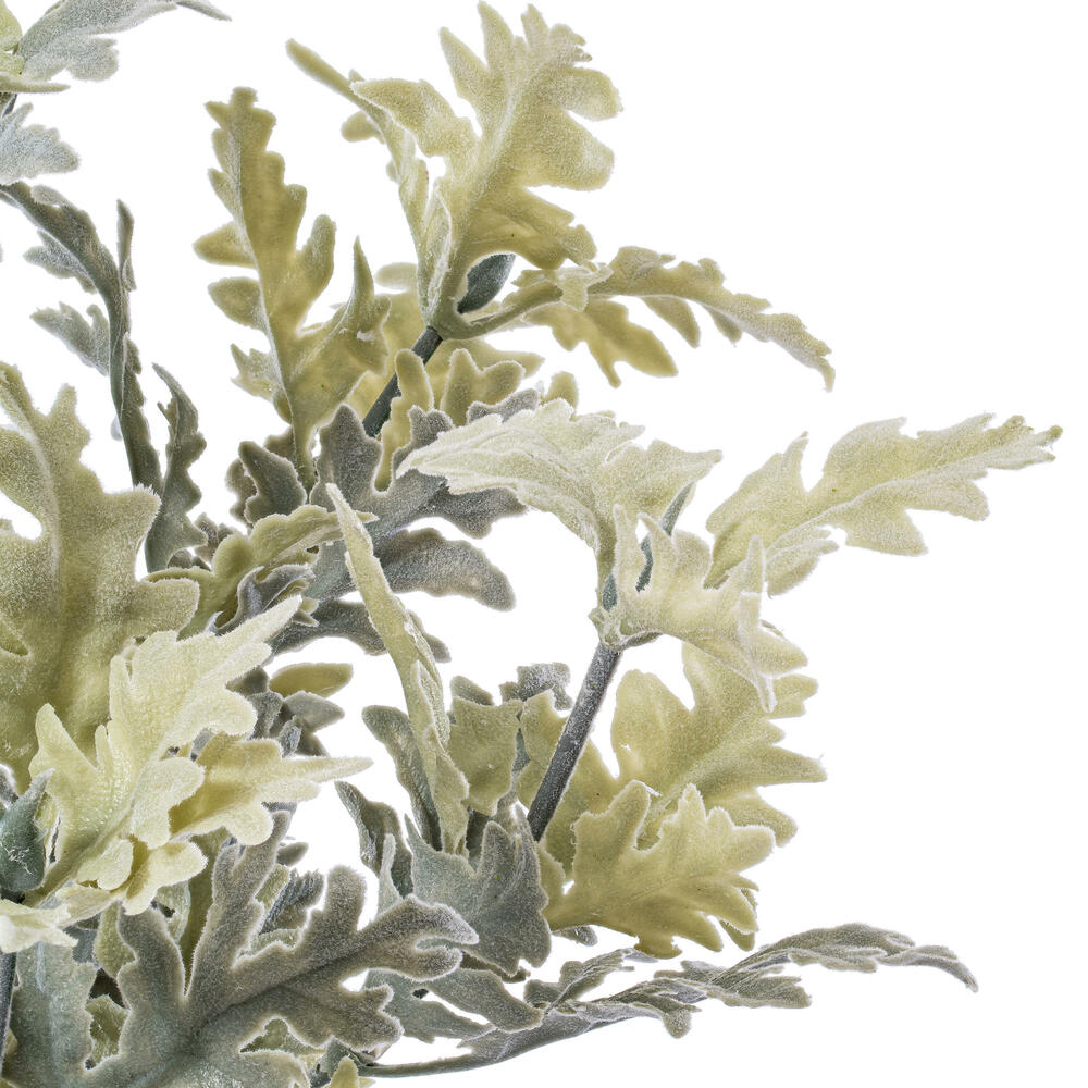 Vickerman Artificial Green Flocked Dusty Miller Bush, 2/pk