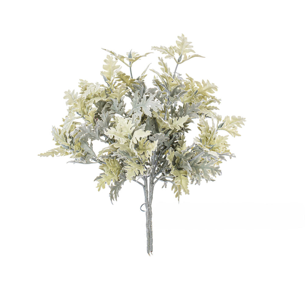 Vickerman Artificial Green Flocked Dusty Miller Bush, 2/pk