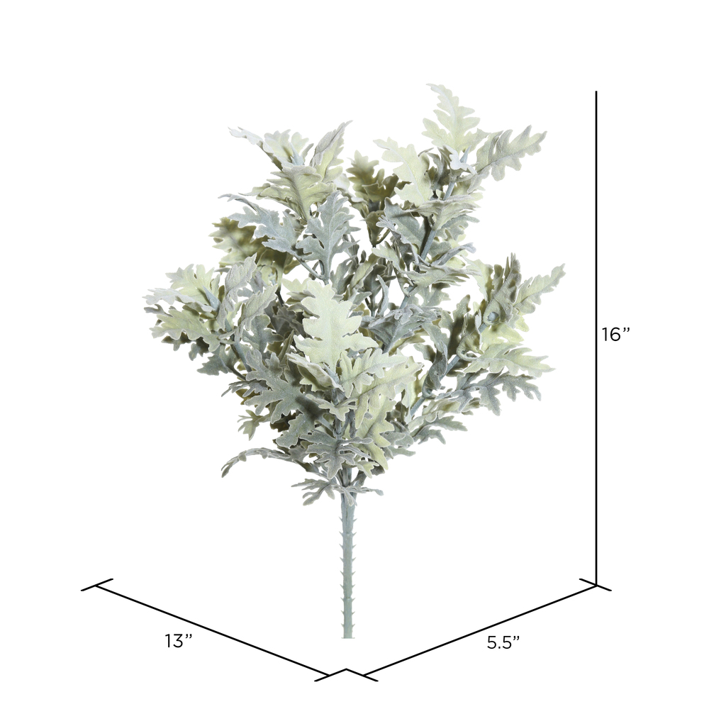 Vickerman Artificial Green Flocked Dusty Miller Bush, 2/pk