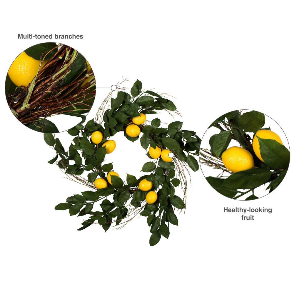 Vickerman Artificial Green and Yellow Salal Leaf Lemon Collection