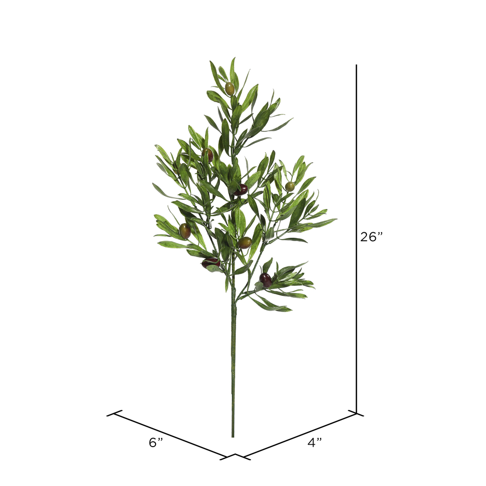 26" Green Olive Leaf Spray 3/pk