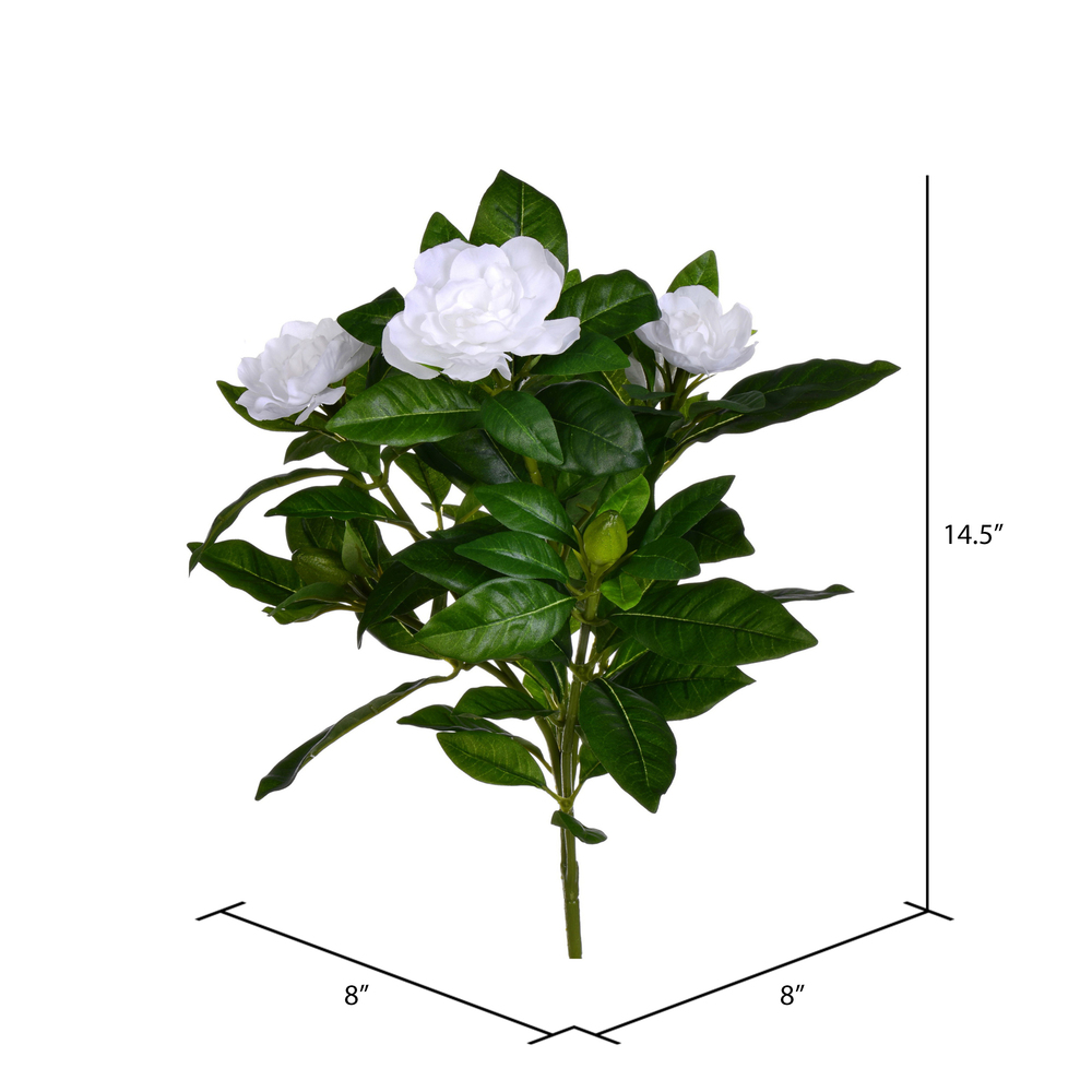 Vickerman 14.5"Artificial Beauty Polyester Gardenia Flower Bush