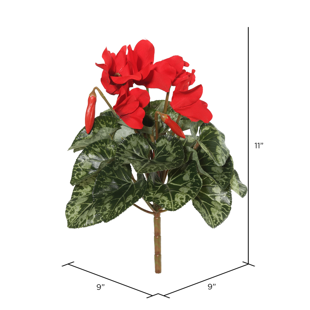 Vickerman 11" Artificial Polyester Cyclamen Bush