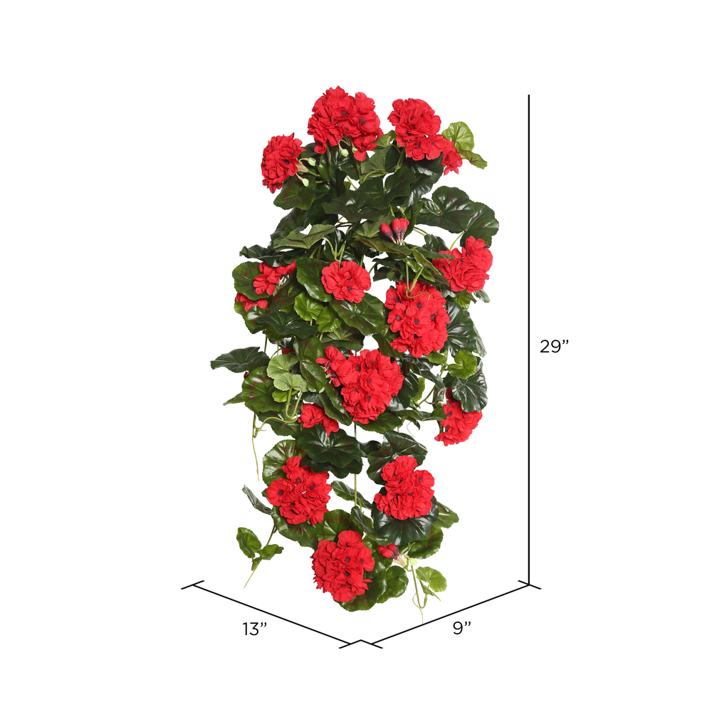 Vickerman Artificial Polyester Geranium Hanging Bush