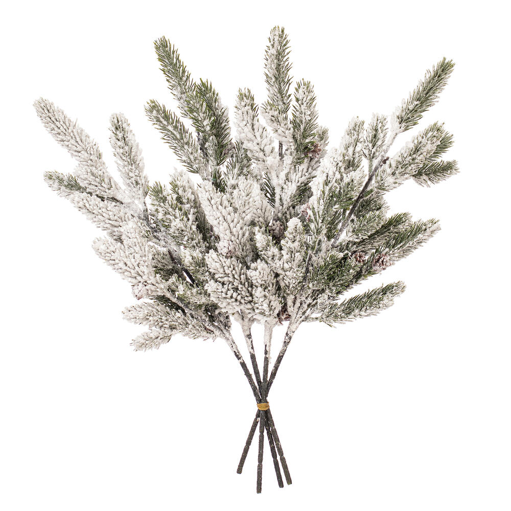 Vickerman Artificial Snowy Glitter Pinecone Fir Spray