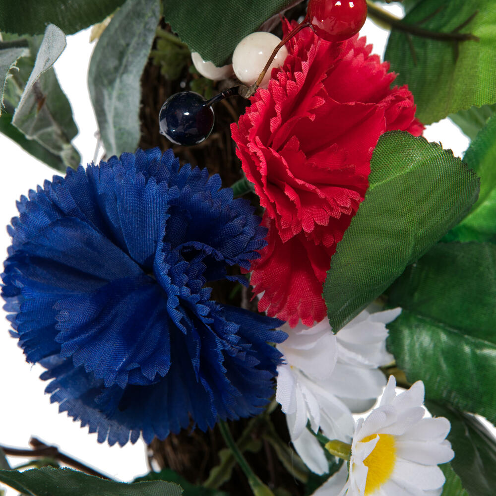 22" Red White Blue Floral Wreath