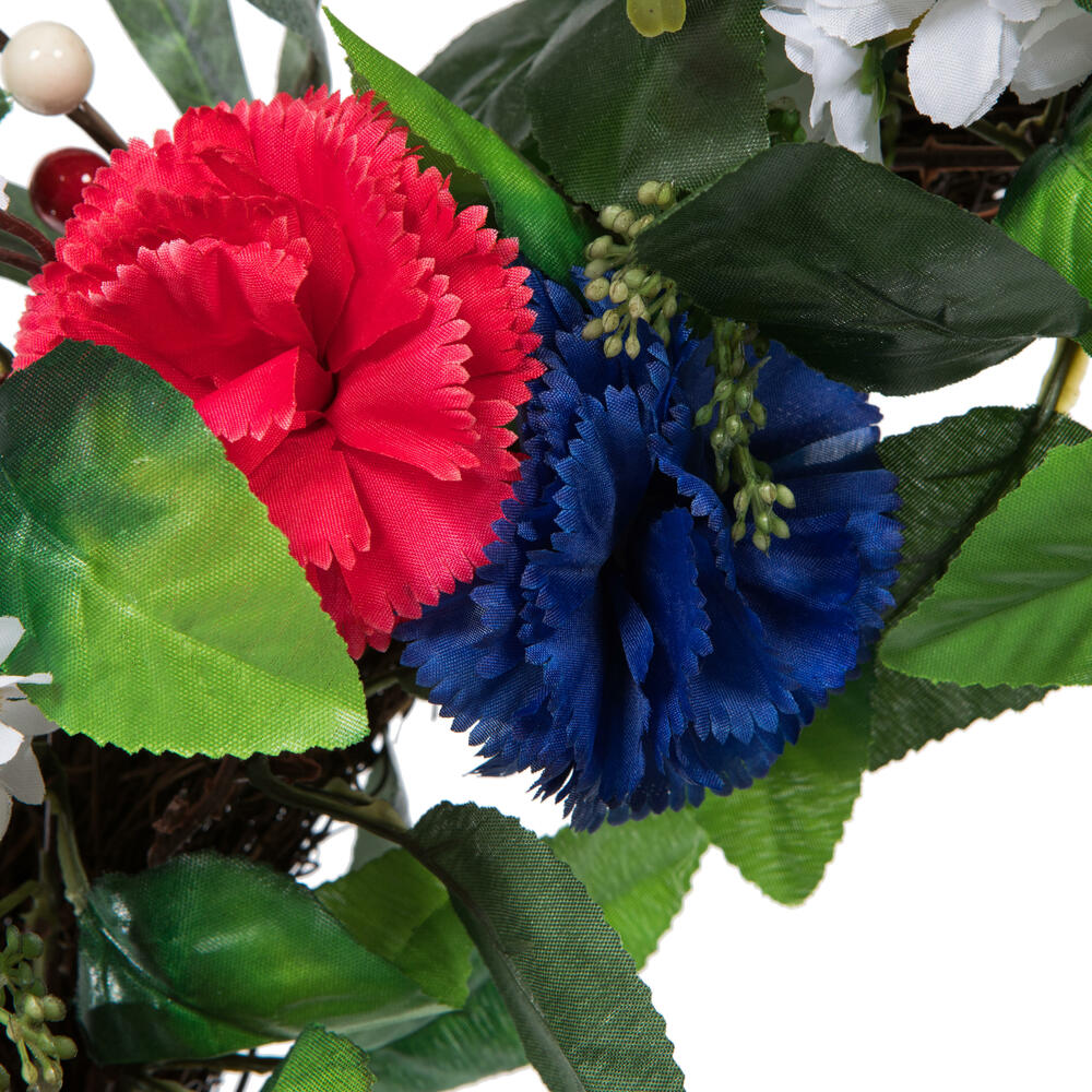22" Red White Blue Floral Wreath