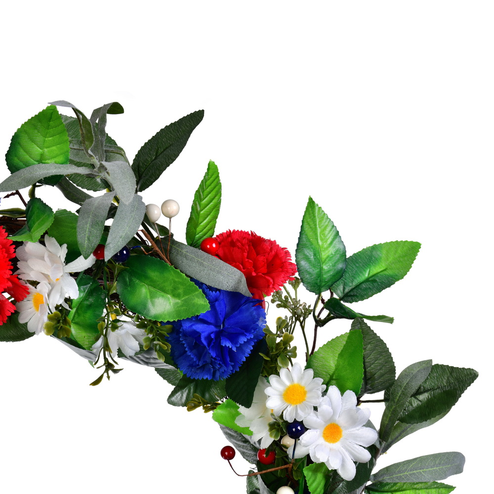 22" Red White Blue Floral Wreath