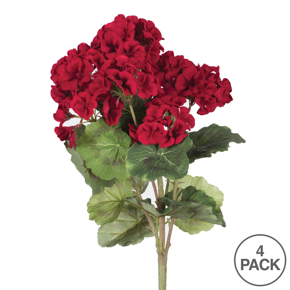 Vickerman 18" Artificial Geranium Bush, 4 per Pack