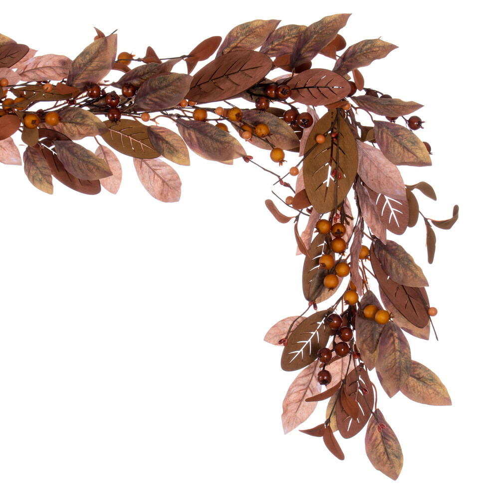 Vickerman Artificial Light Brown Fall Berry and Wood Leaf Collection
