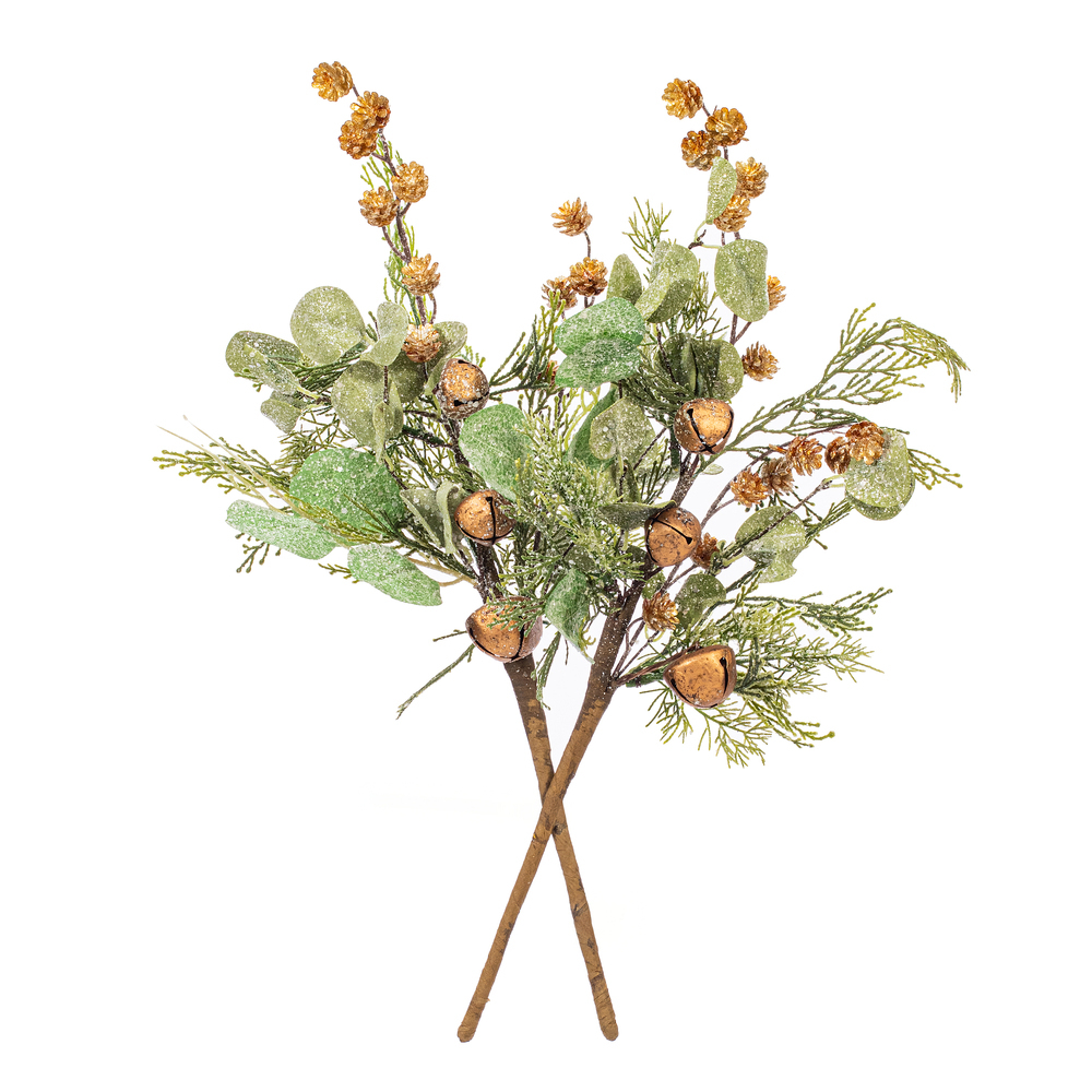 Vickerman Winter Cedar, Pinecone, Eucalyptus, and Brown Jingle Bell Collection