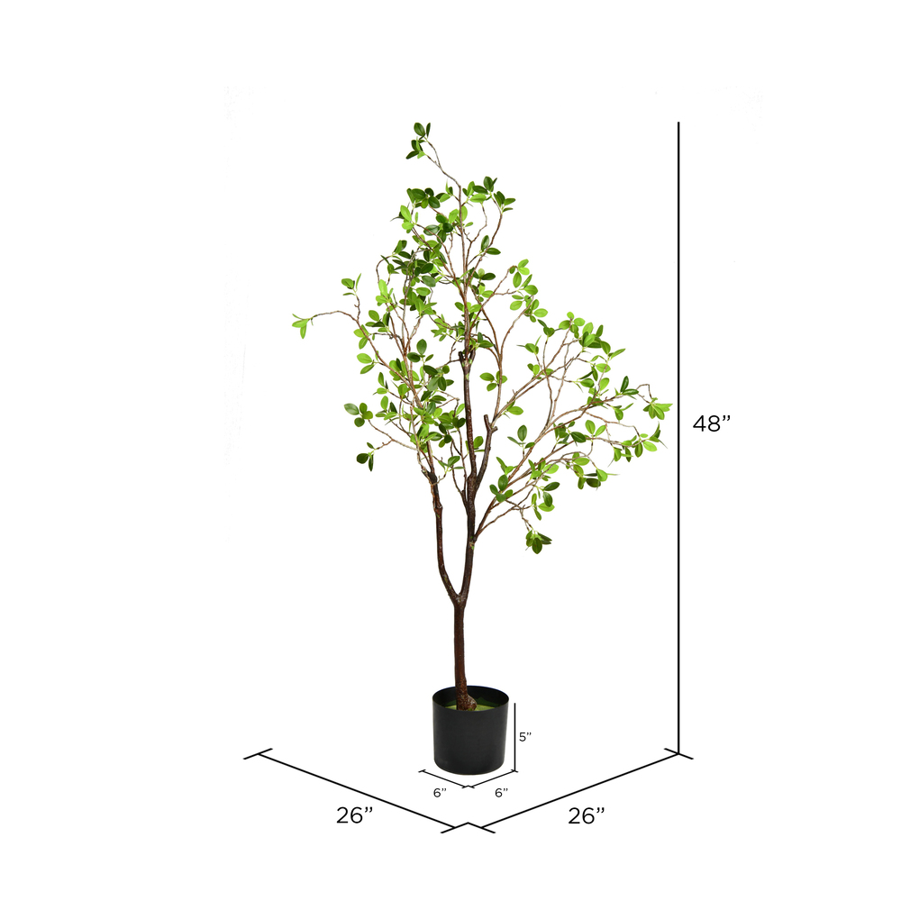Vickerman Artificial Potted Milan Leaf Tree