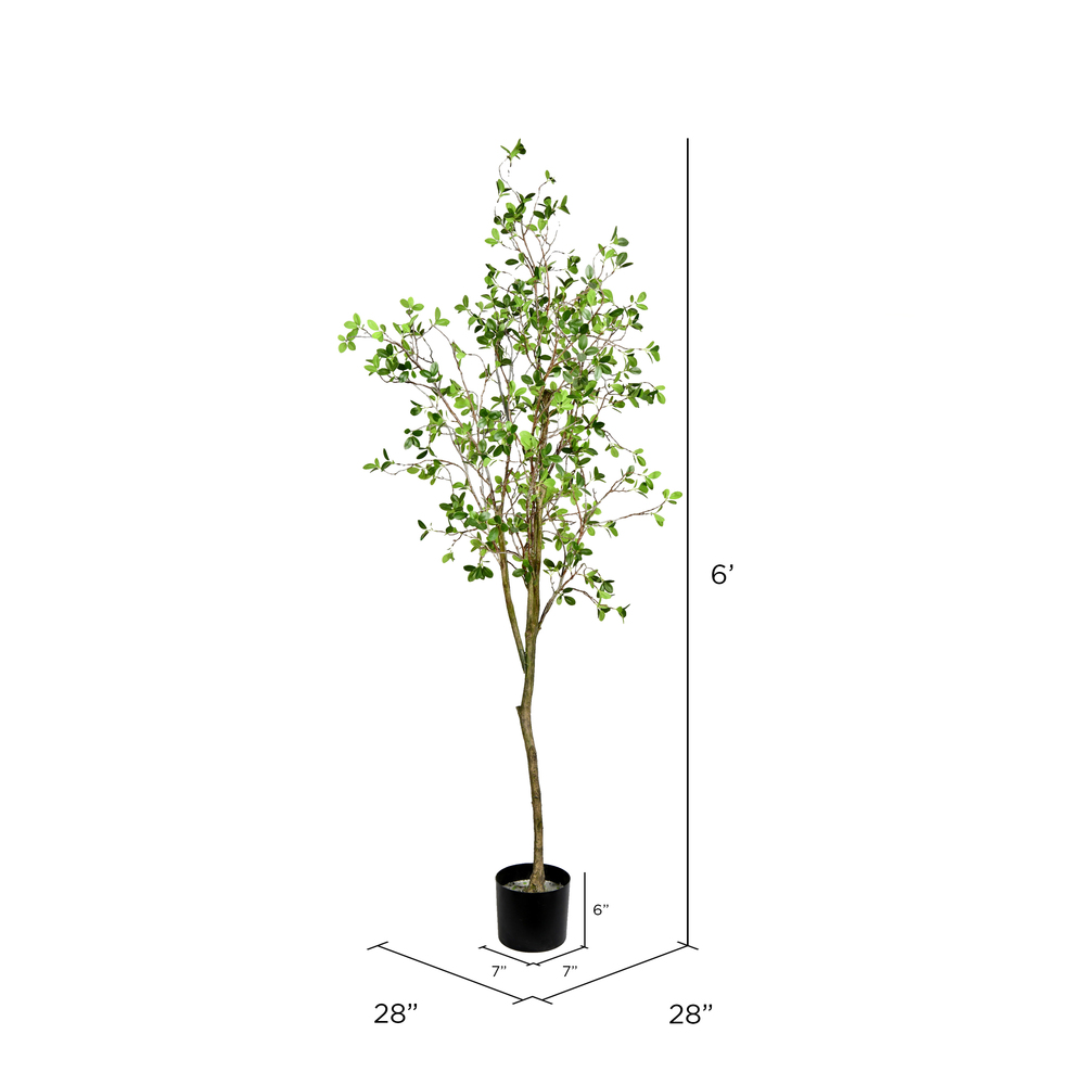 Vickerman Artificial Potted Milan Leaf Tree
