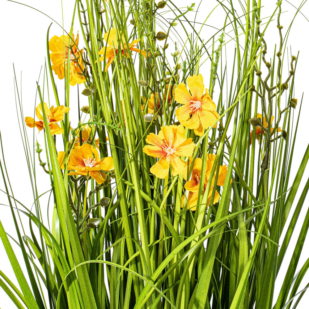 Vickerman Artificial Yellow Potted Artificial Cosmos and Grass