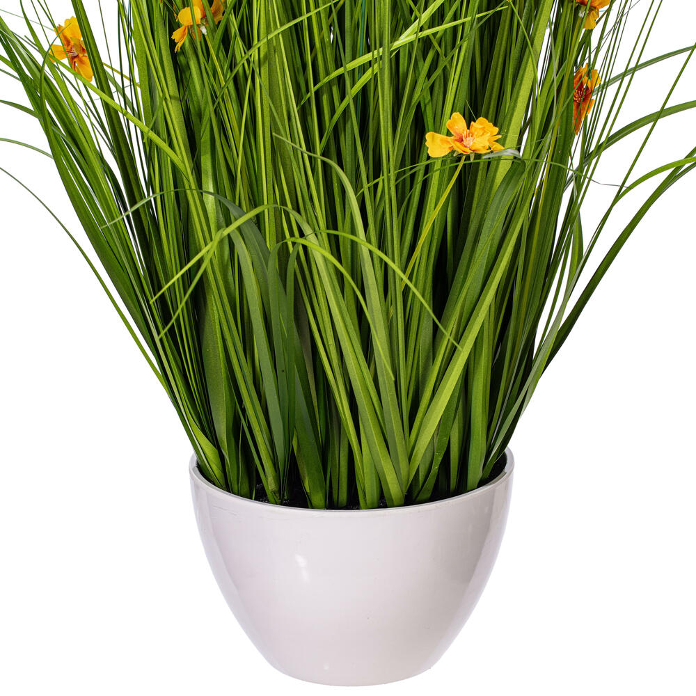 Vickerman Artificial Yellow Potted Artificial Cosmos and Grass