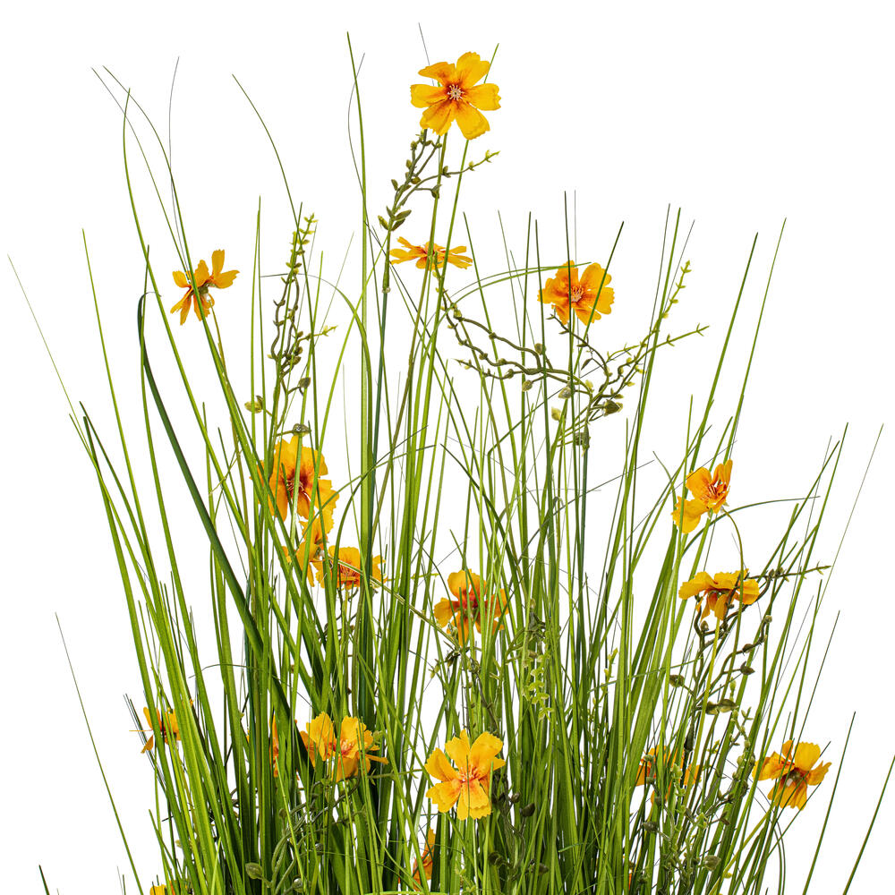 Vickerman Artificial Yellow Potted Artificial Cosmos and Grass