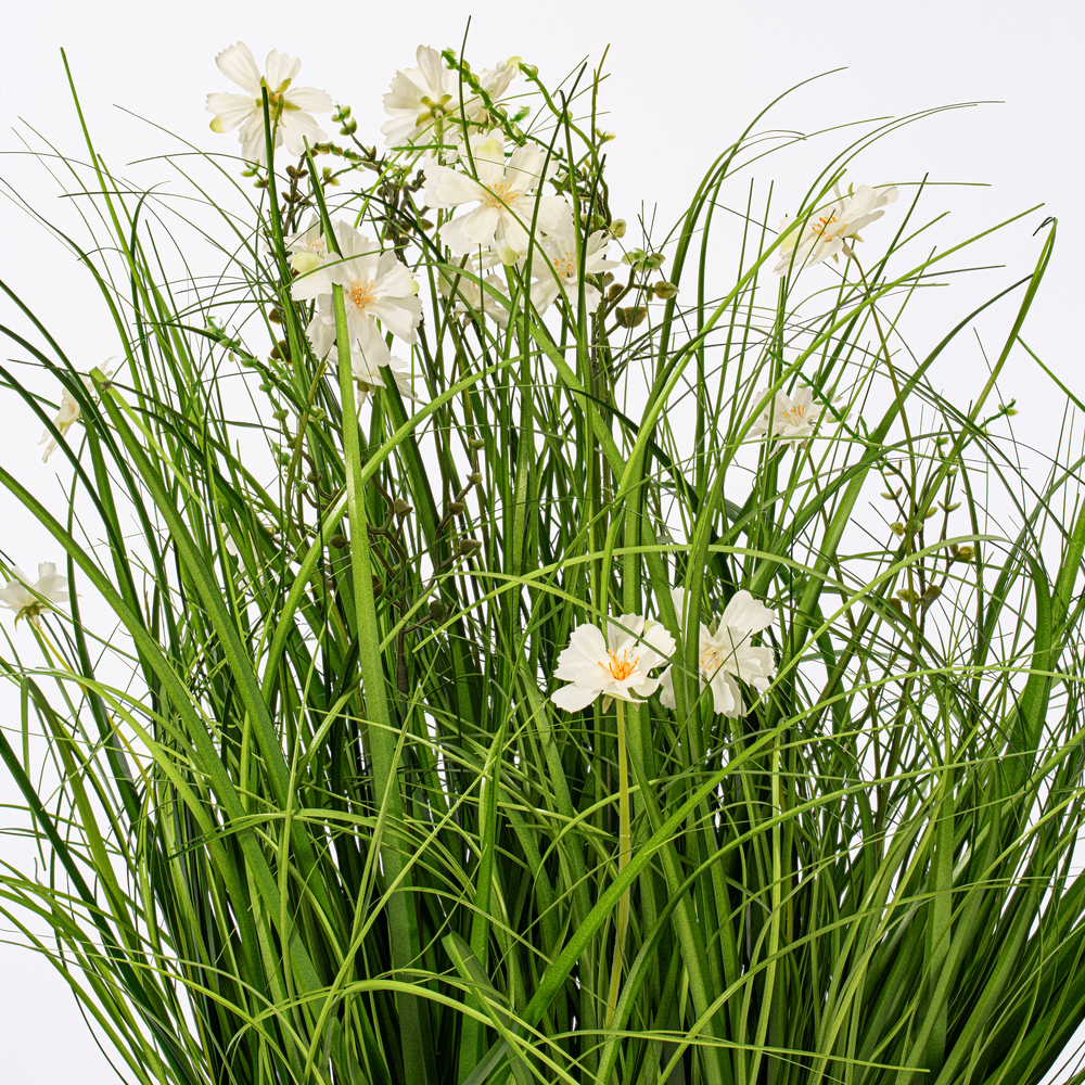 Vickerman Artificial Cream Potted Artificial Cosmos and Grass