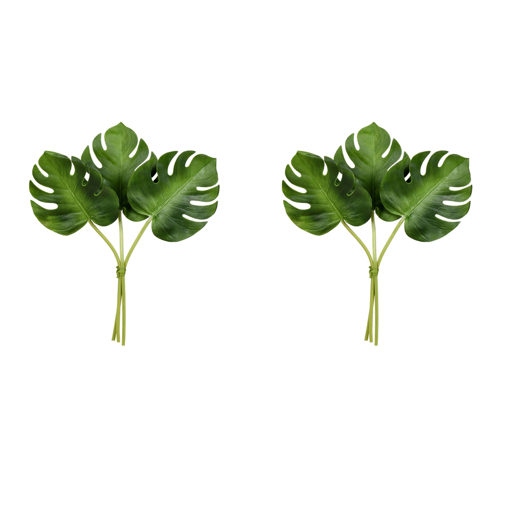 13" Green Split Philo Leaf Bundle 2/pk