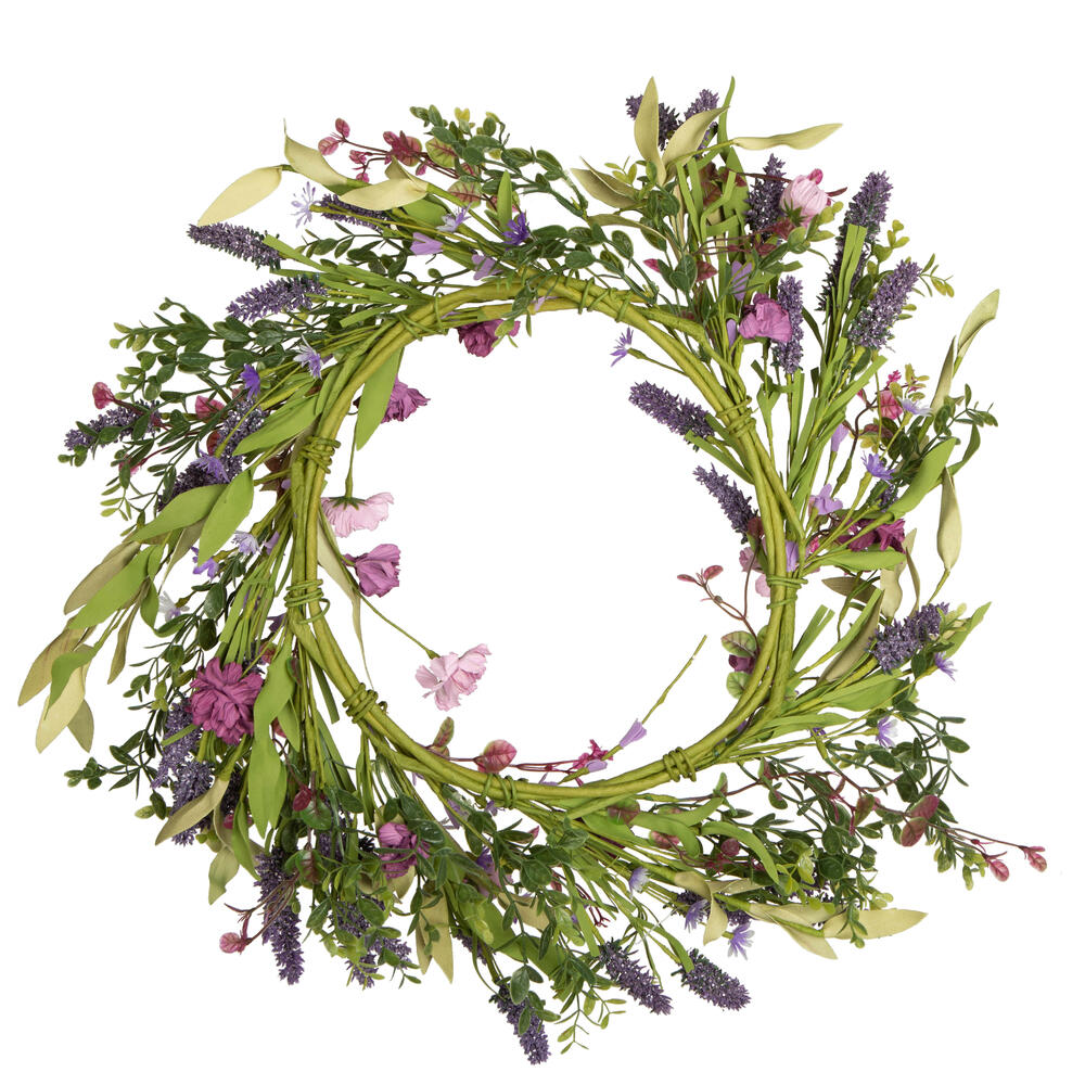 24" Purple Lilac Wild Flower Wreath