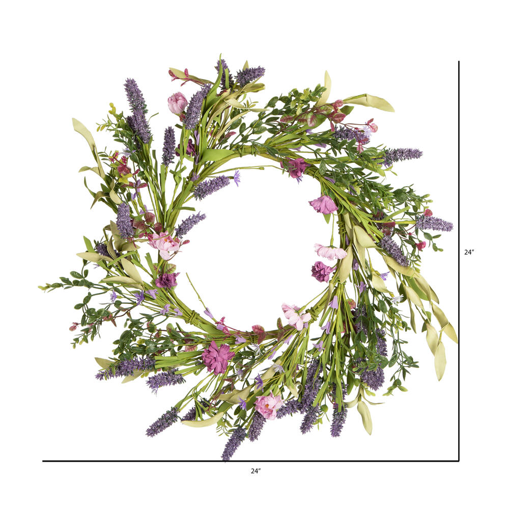 24" Purple Lilac Wild Flower Wreath
