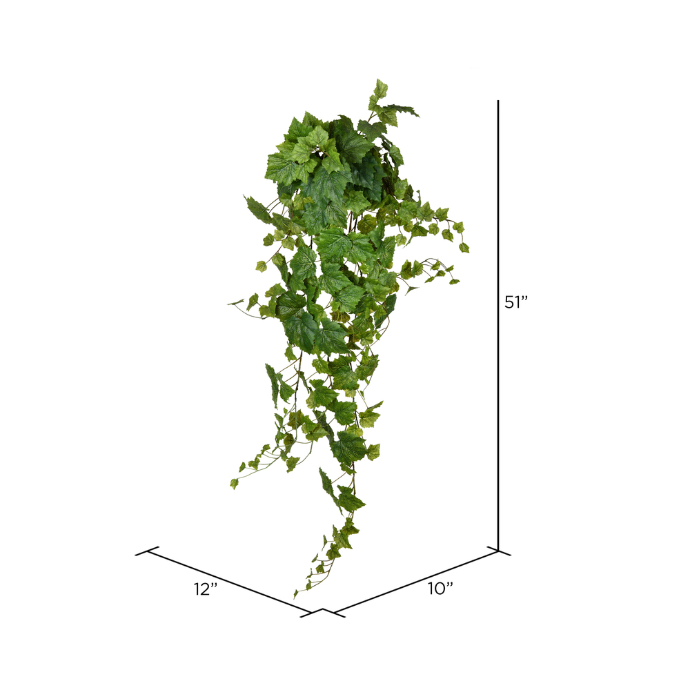 Vickerman Artificial Green Grape Leaf Ivy Hanging Bush