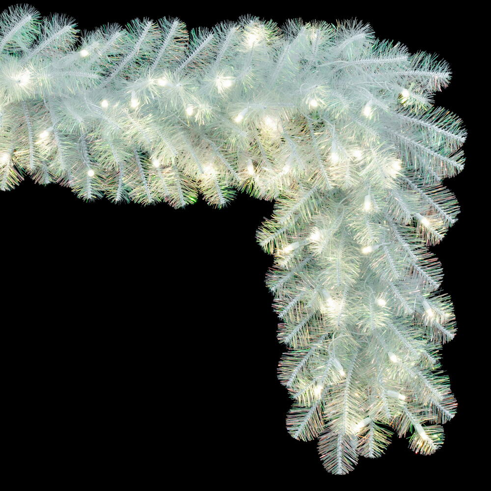 Vickerman White Iridescent Artificial Garland.